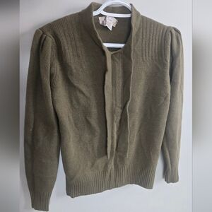 Vintage 100% Lambswool Olive Green Knit Sweater - Eaton